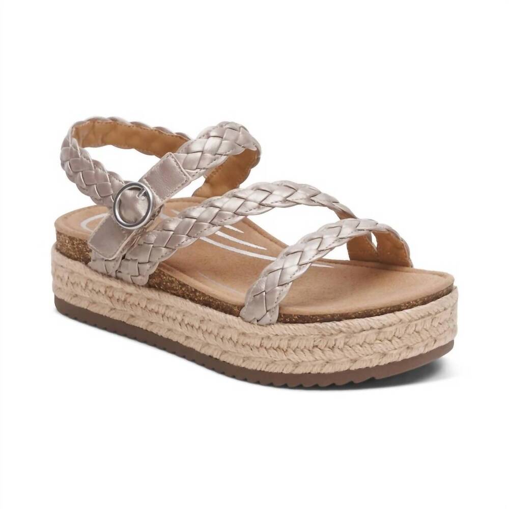 NEW AETREX women's julia platform sandal in platinum